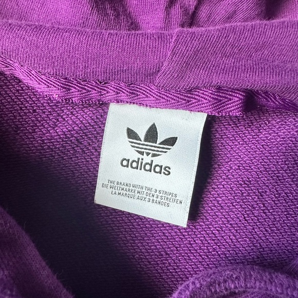 Adidas Women's‎ Bold Purple Cropped Hoodie Vibrant 90s Vintage - Picture 9 of 11